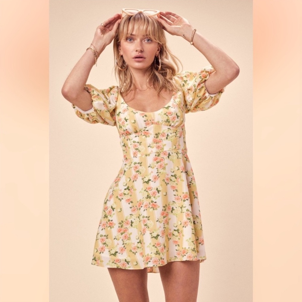 For love and lemons Atlanta floral Yellow Dress